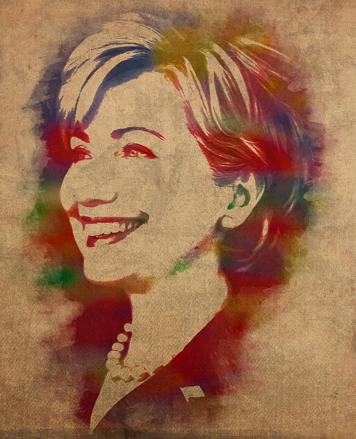 729x900 Hillary Rodham Clinton Watercolor Portrait Mixed Media By Design - Hillary Clinton Painting