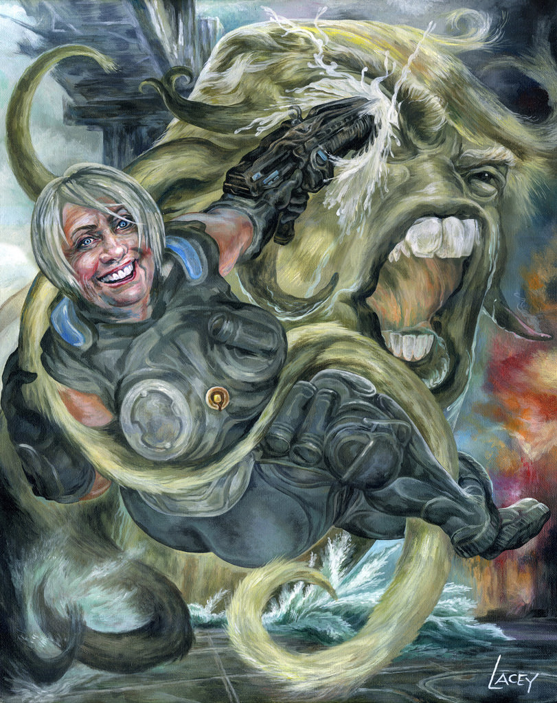 811x1024 Hillary Vs Trump Gears Of War 3 Painting A Painting Of Us - Hillary Painting