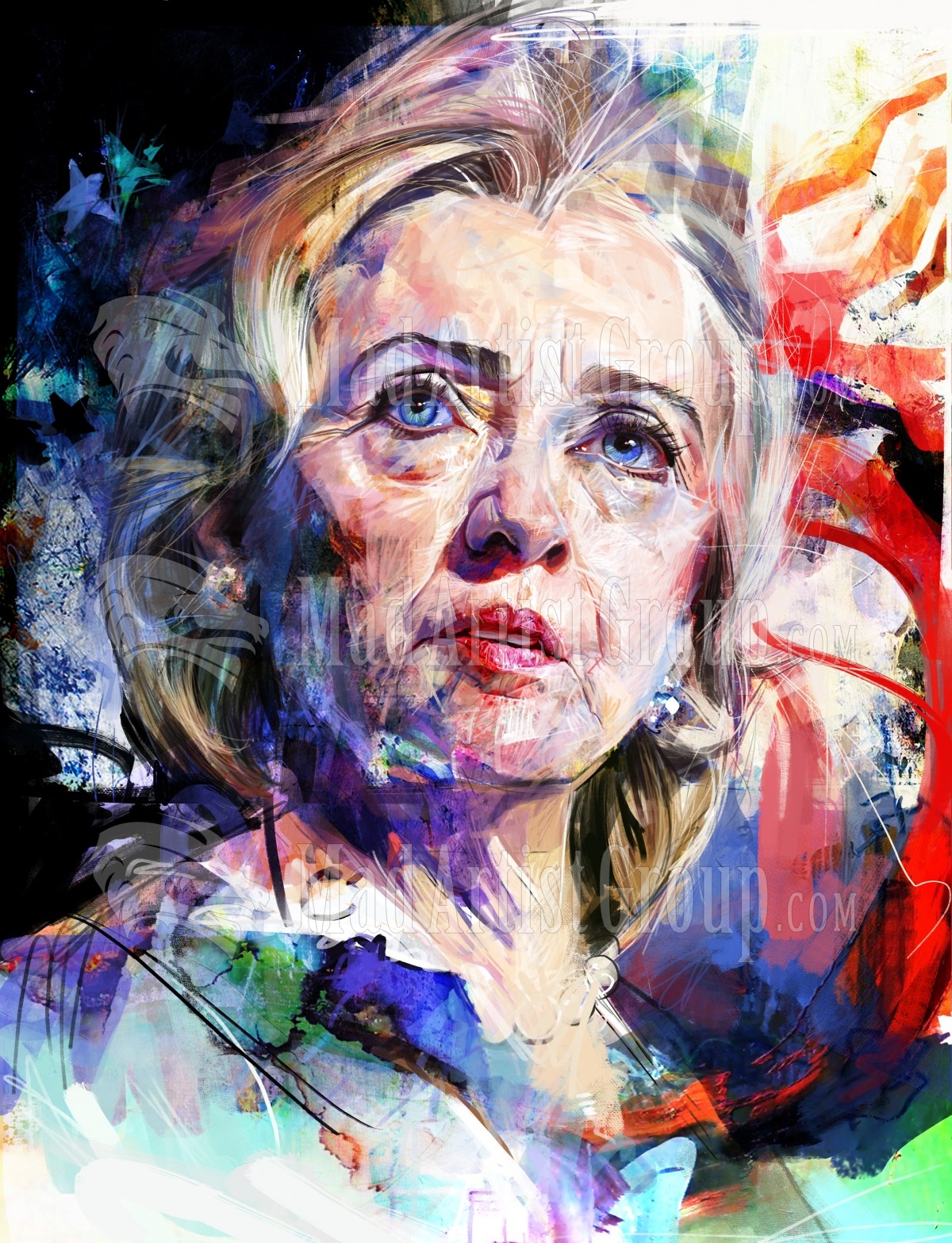 1200x1567 Print Or License This Image Psychedelic Realistic Portrait - Hillary Painting