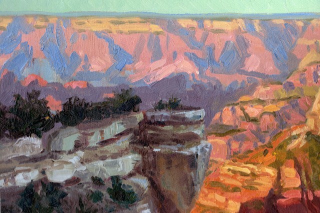 640x426 Warmly Lit Hillside Original Wall Art By K.r. Mccain - Hillside Original Painting