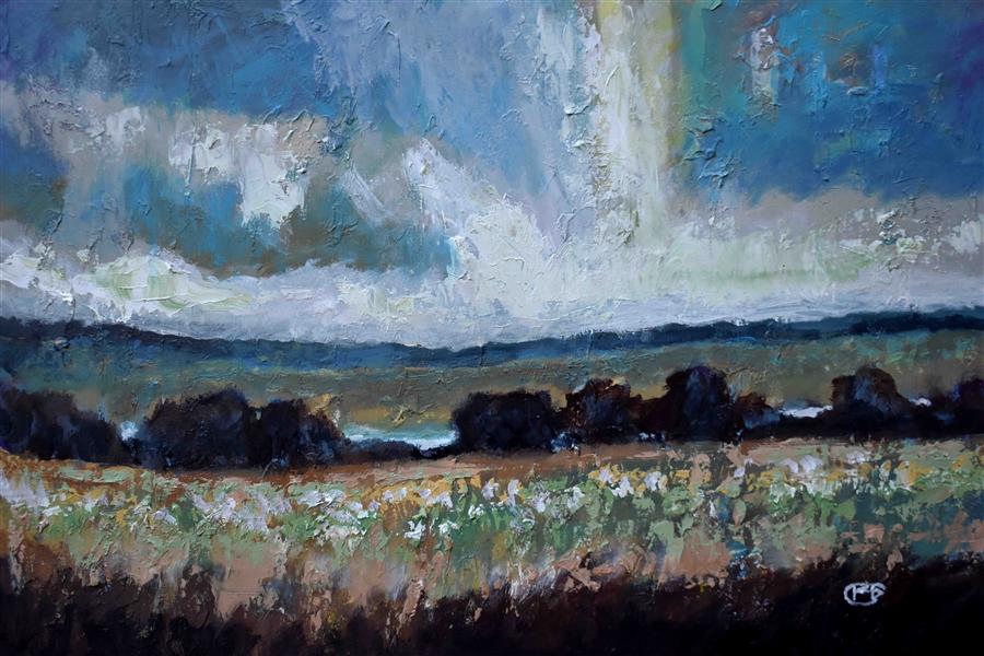 900x600 Hillside Flowers By Kip Decker - Hillside Original Painting