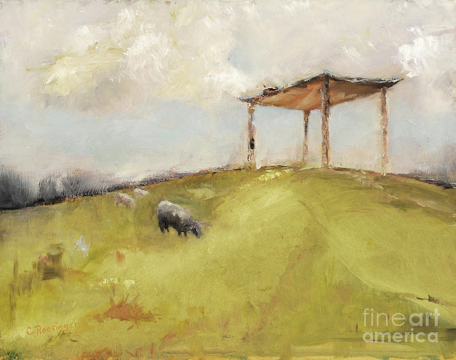 900x711 Hilltop Pastures Painting By Cindy Roesinger - Hilltop Painting