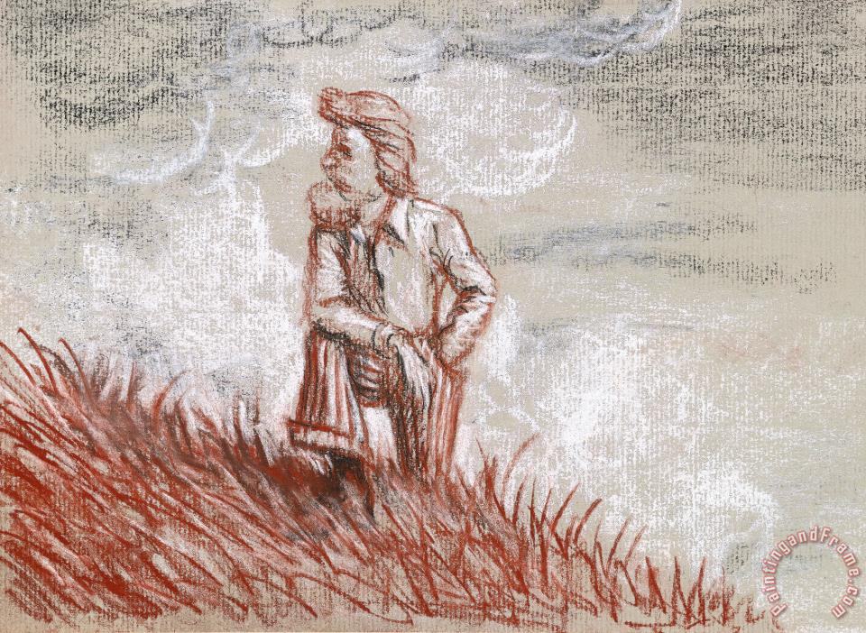 960x702 John Currin Man On Hilltop Painting - Hilltop Painting