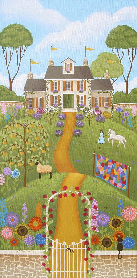 445x900 Mansion Over The Hilltop Painting By Mary Charles - Hilltop Painting