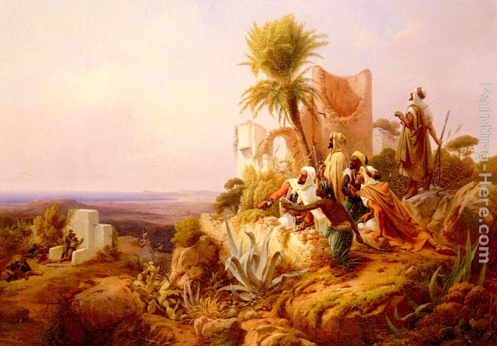 720x501 Niels Simonsen Arabs In A Hilltop Fort Painting Anysize 50% Off - Hilltop Painting