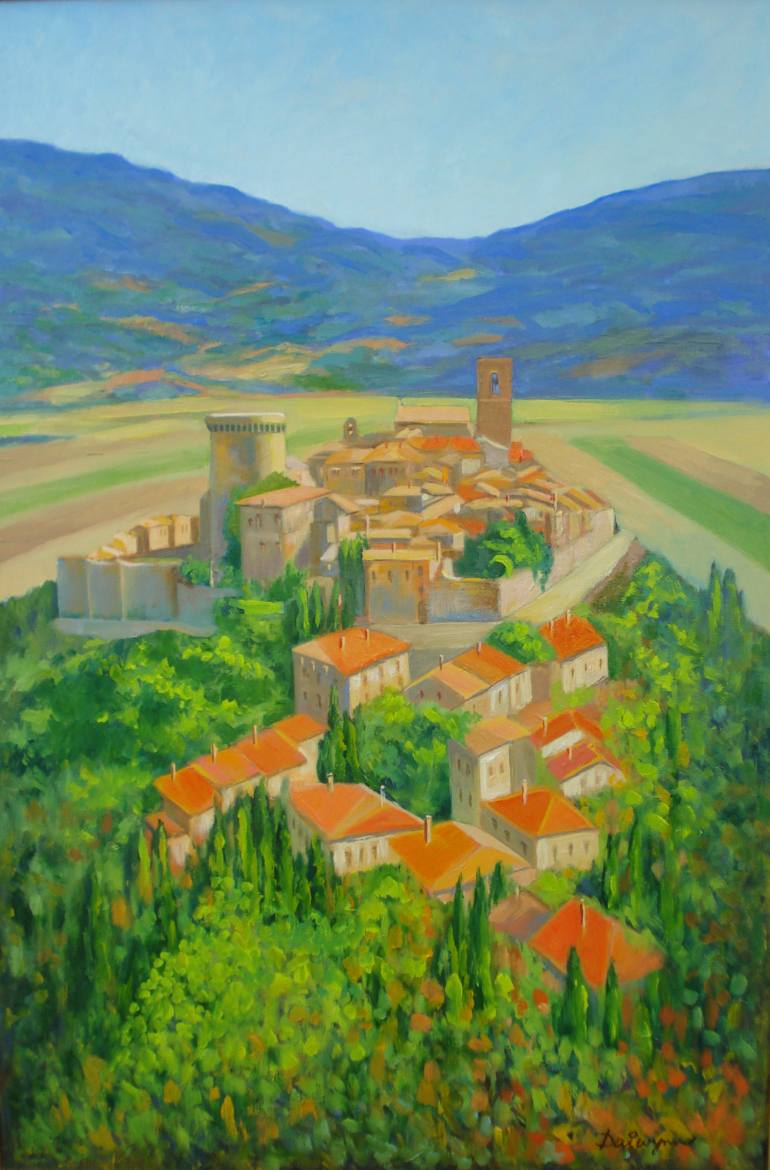 770x1170 Saatchi Art Gualdo Cattaneo Walled Hilltop Village Umbria Italy - Hilltop Painting