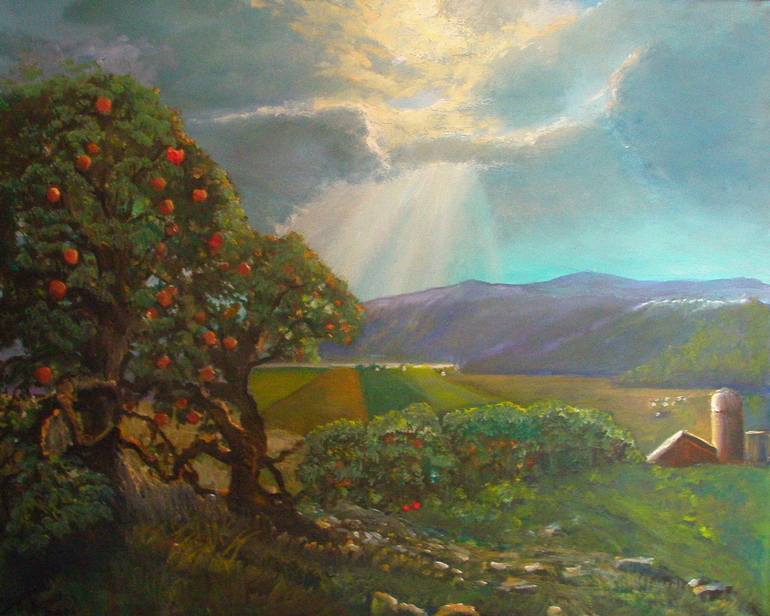 770x616 Saatchi Art Hilltop View Painting By Elizabeth C Grace - Hilltop Painting