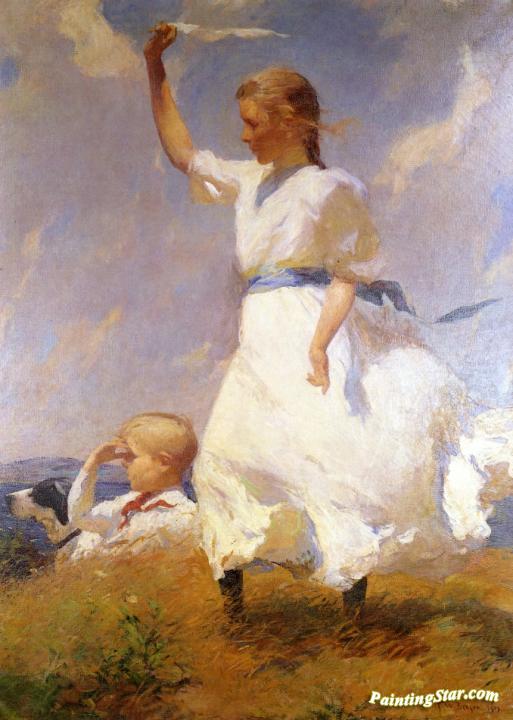 513x720 The Hilltop Artwork By Frank W. Benson Oil Painting Amp Art Prints - Hilltop Painting