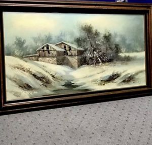 300x287 Hilton Large Vintage Landscape Oil Painting! Ebay - Hilton Painting