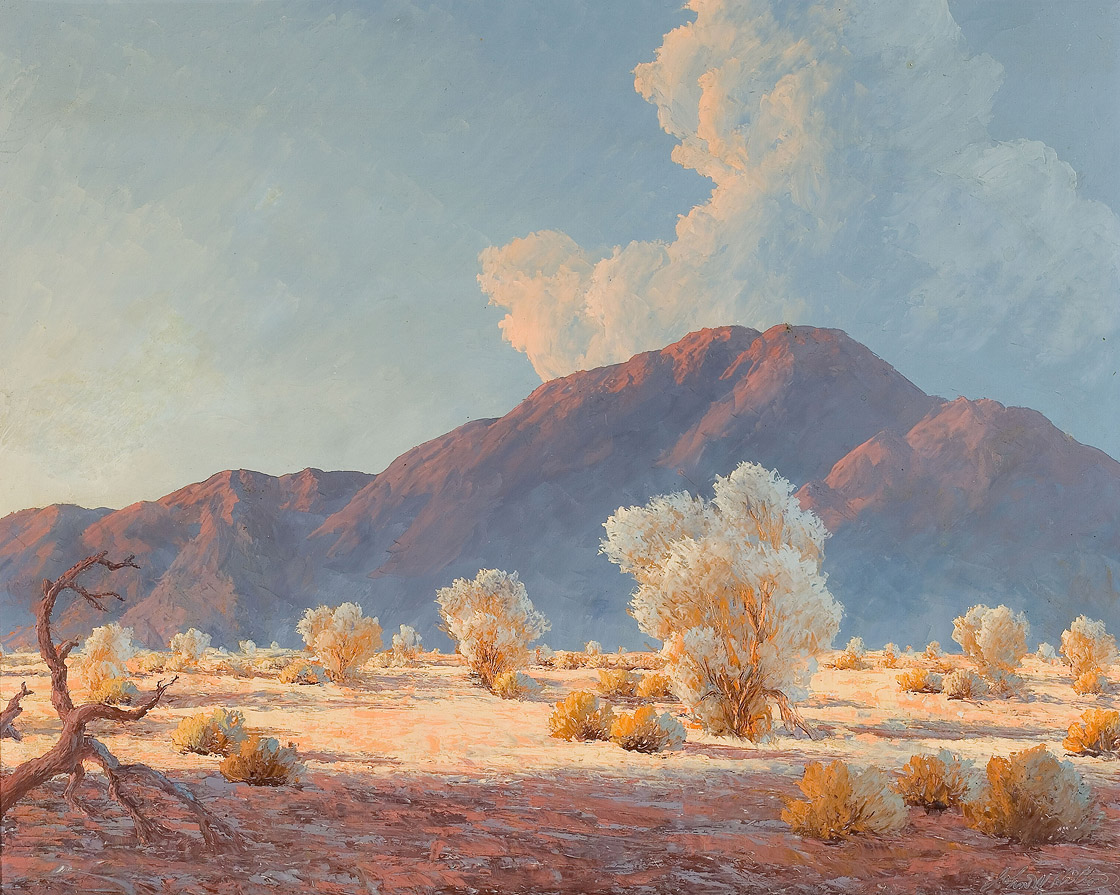 1120x895 John William Hilton, American California Oil On Panel, Desert - Hilton Painting