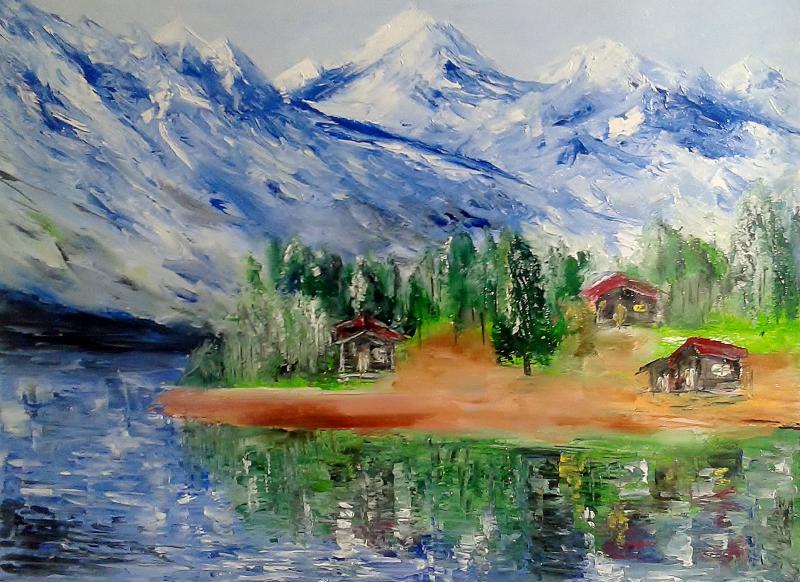 800x582 Himalayas By Artist Kiran Bableshwar Landscape Art Oil Paintings - Himalaya Painting
