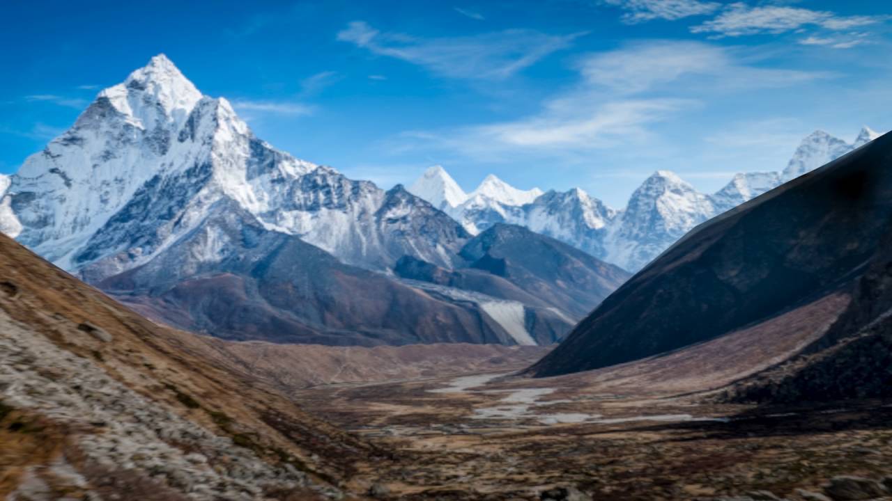 1280x720 Matte Painting Of Himalayan Mountains - Himalaya Painting