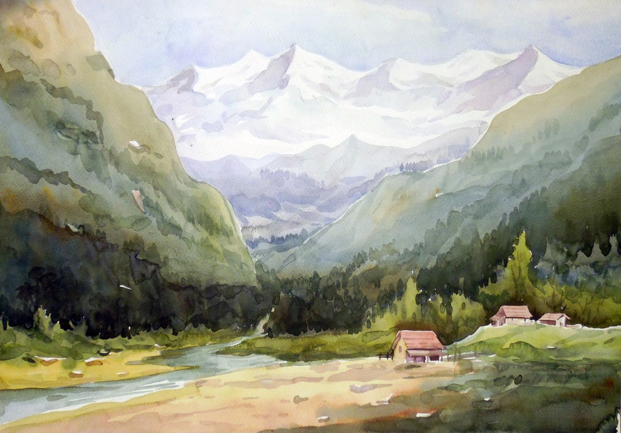 1280x893 Buy Himalaya Mountain Landscape Handmade Painting By Samiran - Himalaya Painting