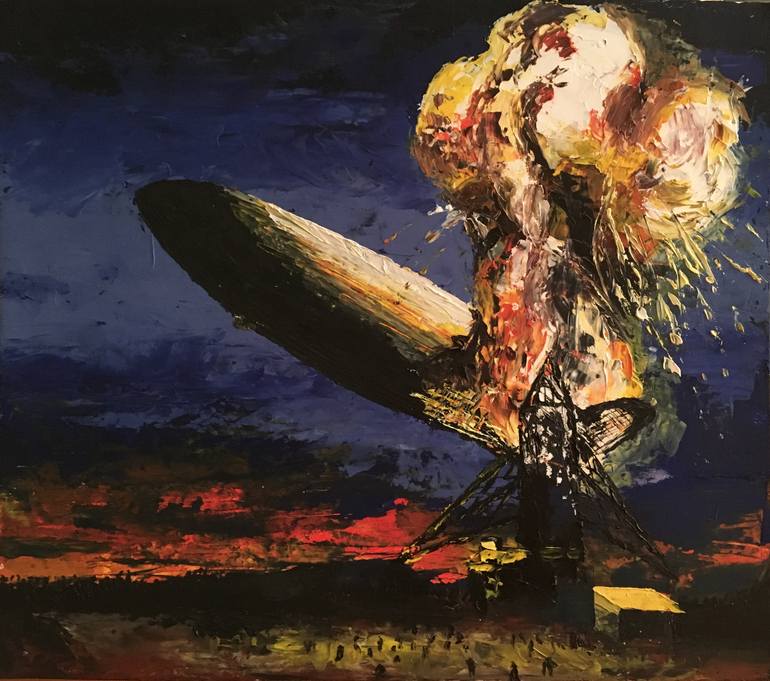 770x681 Saatchi Art Hindenburg Disaster Painting By Anthony Fletcher - Hindenburg Painting