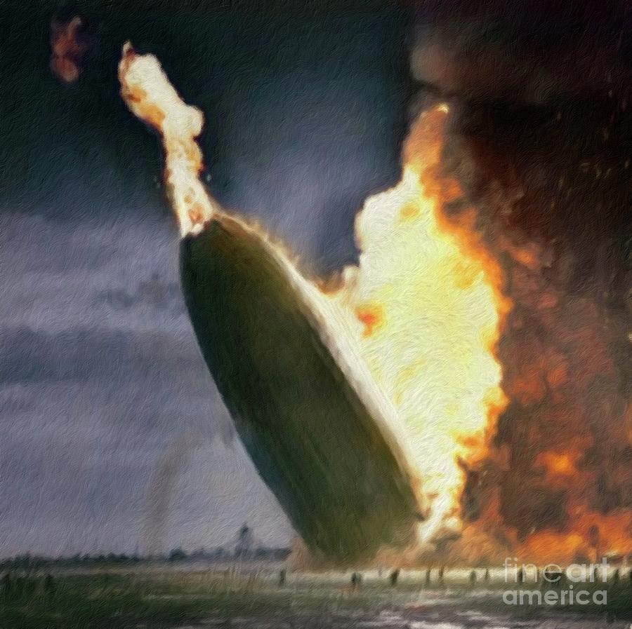 900x897 The Hindenburg Disaster Painting By Mary Bassett - Hindenburg Painting