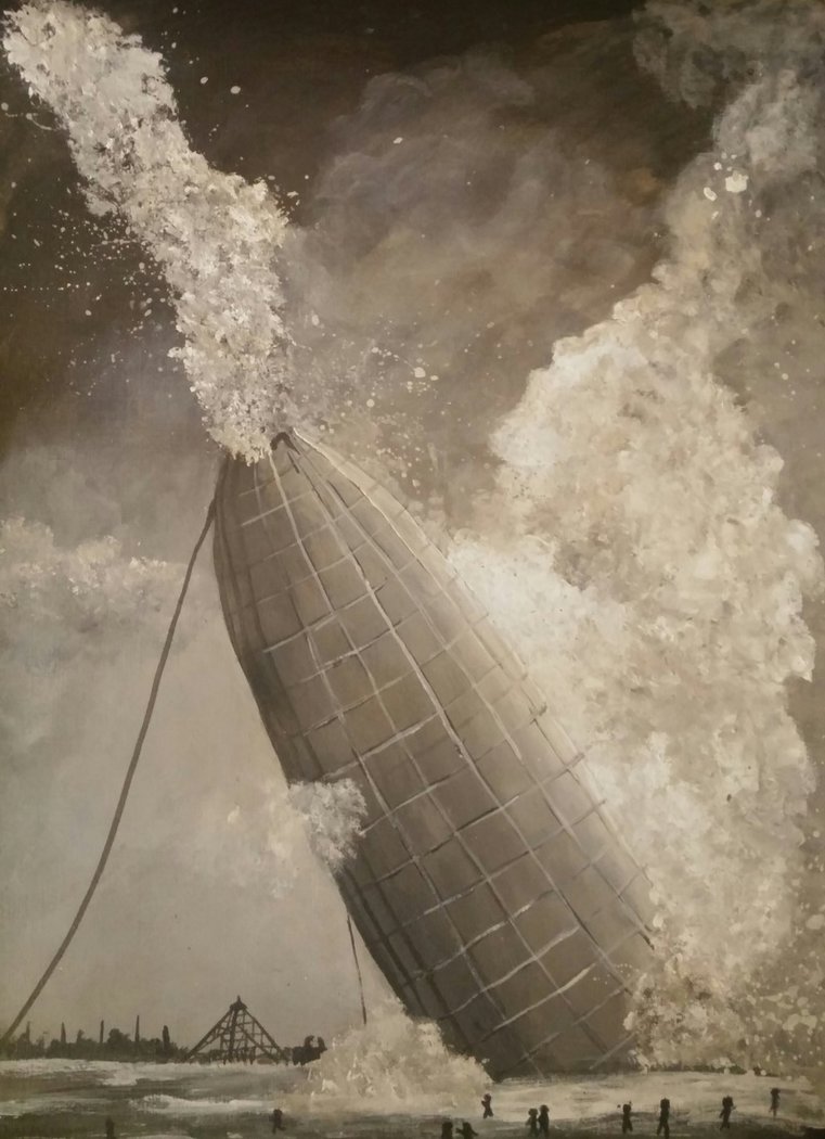 761x1050 Zeppelin Hindenburg By Rainbow Falls - Hindenburg Painting