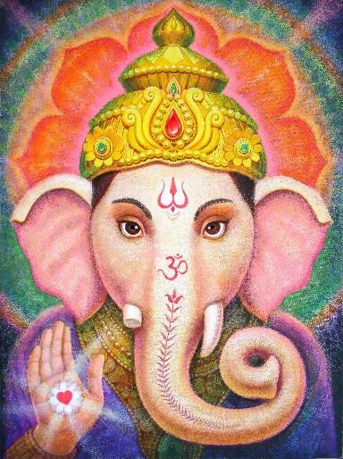 384x514 Ganesha Painting Spiritual Art Hindu Good Luck Elephant God Ganesh - Hindu Elephant Painting