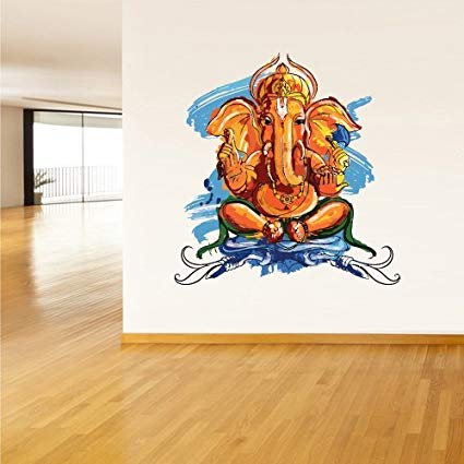 425x425 Full Color Wall Decal Mural Sticker Art Paintings - Hindu Elephant Painting