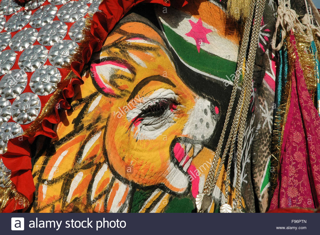 1300x954 Decorated Elephant Painted With Image Of Lion On The Face During - Hindu Elephant Painting