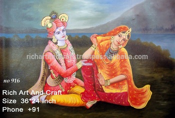 350x236 Rajasthan Indian Art Gallery Hindu God Krishna Radha Oil Canvas - Hindu God Painting