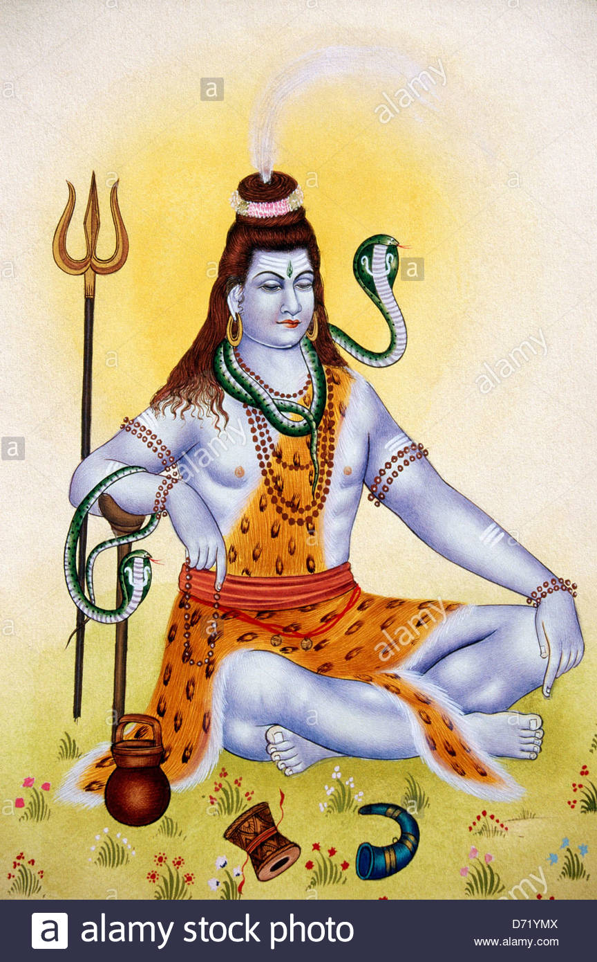 864x1390 Mural Painting Of Hindu God Shiva Stock Photo 55977402 - Hindu God Painting