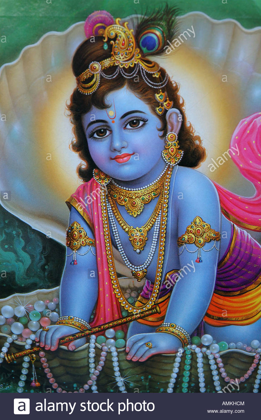 864x1390 Painting Of The Hindu God, Lord Krishna Stock Photo 15287587 - Hindu God Painting