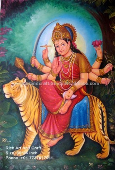 237x350 Jaipur Rajasthan Indian Art Gallery Hindu Goddess Durga Oil Canvas - Hindu Painting