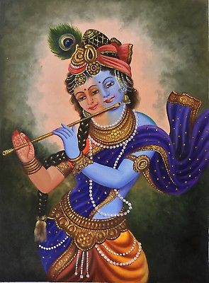 295x400 Krishna Radha Indian Handmade Painting Hindu Oil Canvas Decor - Hindu Painting