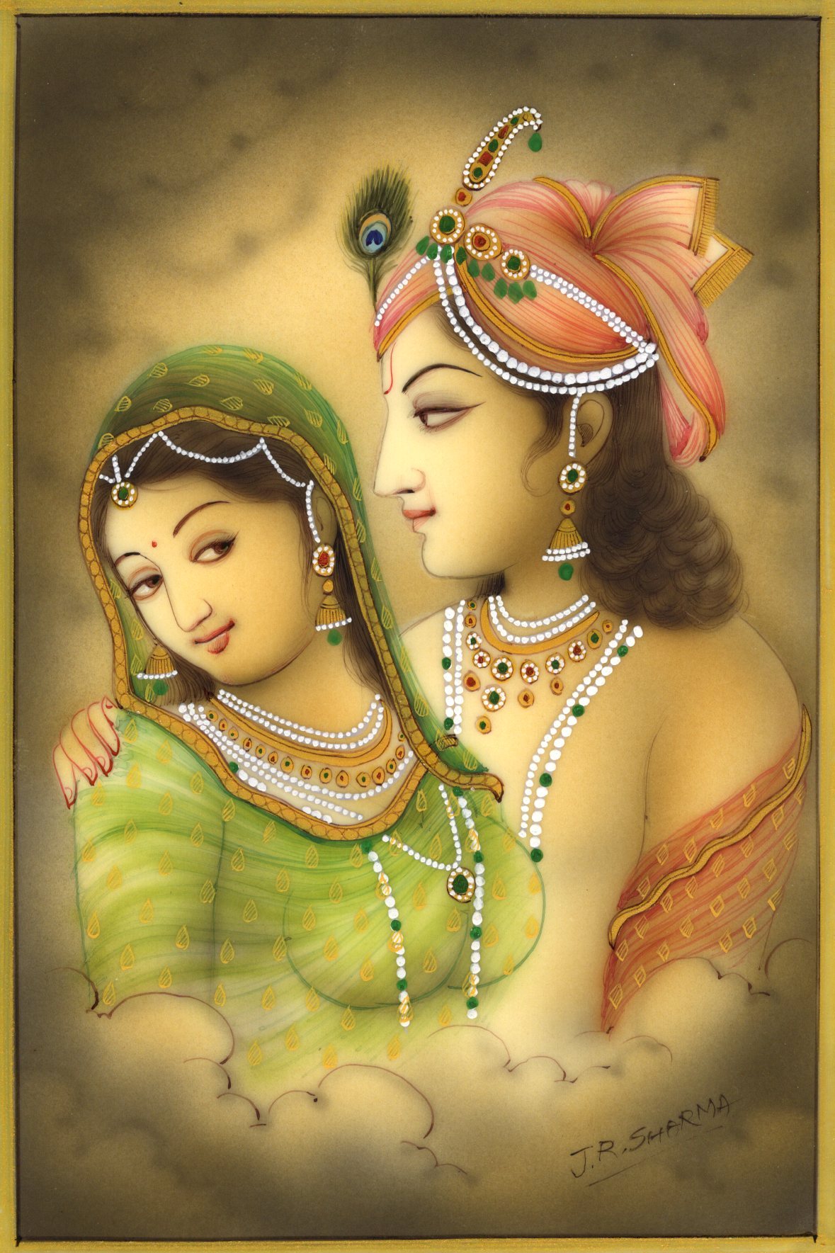 1179x1769 Krishna Radha Painting Handmade Hindu Religious Indian God Goddess - Hindu Painting