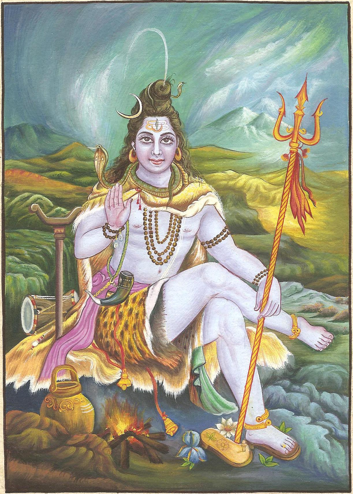1223x1711 Lord Mahadev Shiva Art Handmade Hindu Indian Spiritual Miniature - Hindu Painting