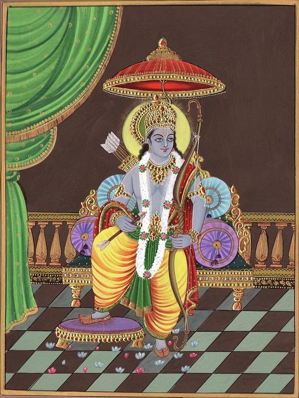 599x798 Lord Rama Miniature Handmade Painting India Hindu Religion Ramayan - Hindu Painting