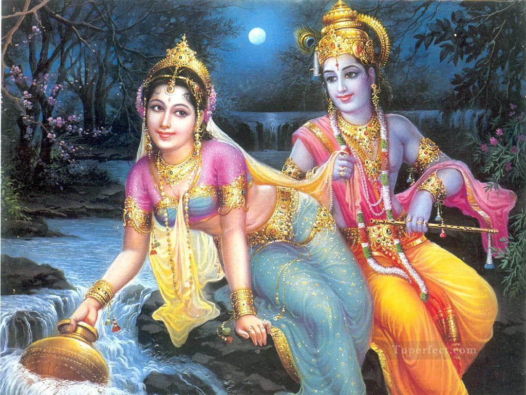 1024x768 Radha Krishna 3 Hindu Painting In Oil For Sale - Hindu Painting