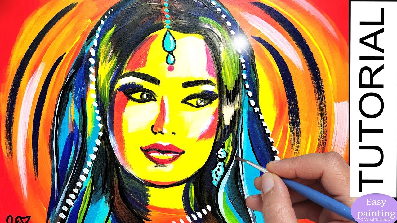 1280x720 How To Paint Hindu Woman. Colorful Painting Tutorial Step By Step - Hindu Painting
