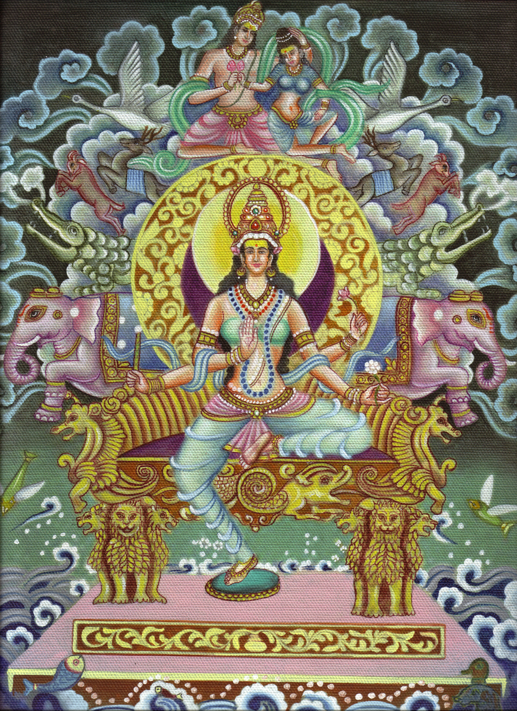 1700x2338 Indian Religious Miniature Painting Hindu Goddess Swapneshwari - Hindu Painting