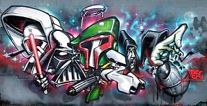 300x154 Wall Painting Hip Hop On Vinyl Of Illusion Graffiti Kings Star - Hip Hop Painting
