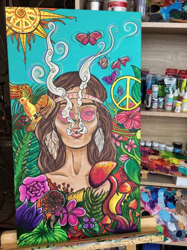 770x1027 Saatchi Art Hippie Painting By Daria Shelest - Hippie Painting