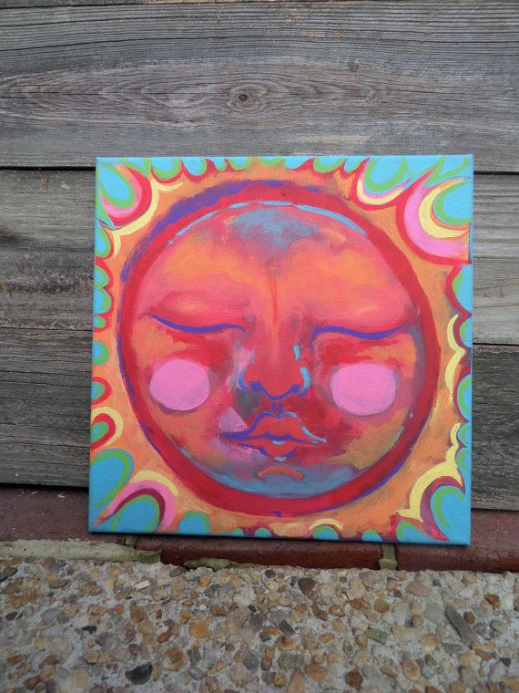 570x760 Sun Canvas Painting Cottage Chic, Surfers And Artsy - Hippie Painting