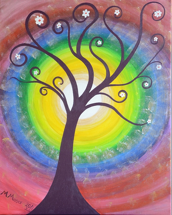 561x700 Hippie Tree Painting By Monica Moser - Hippie Painting