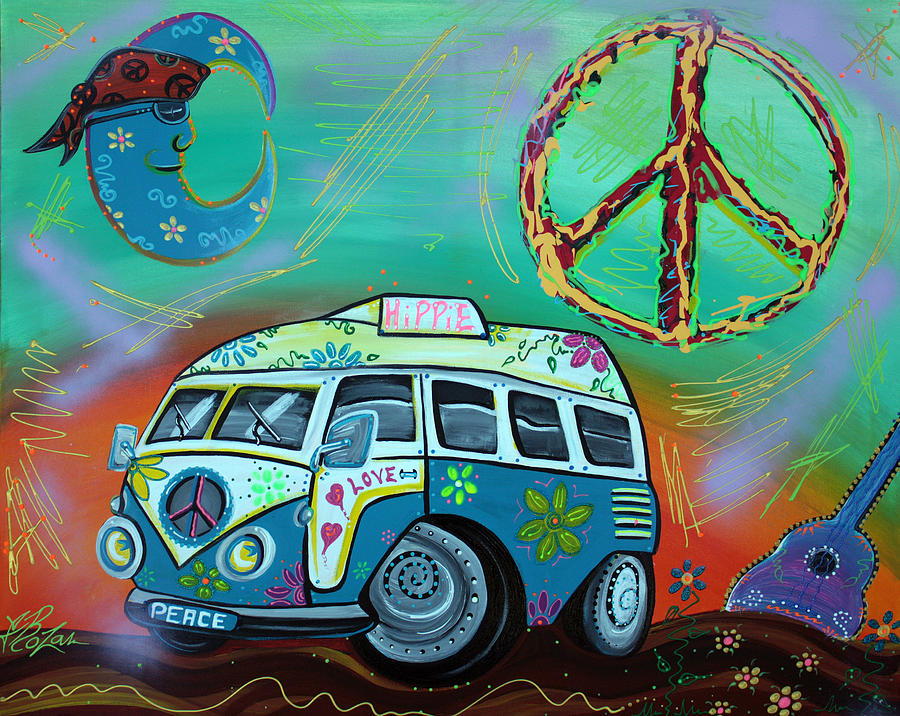 900x716 Hippie Trip Painting By Laura Barbosa - Hippie Painting