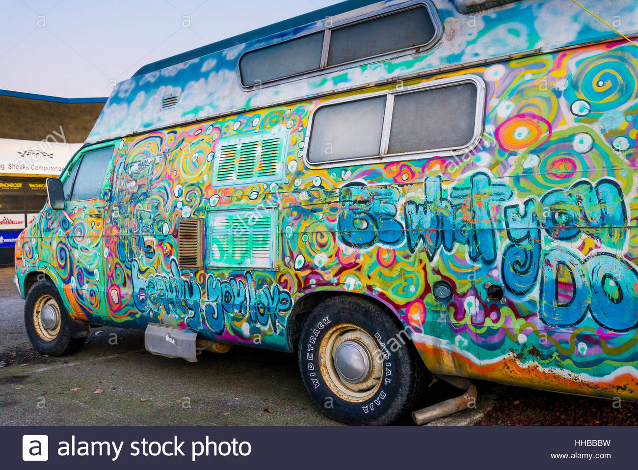 Painted Hippie Van Stock Photo 131172157 - Hippie Van Painting. 