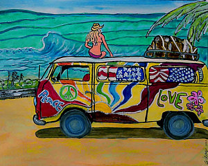 300x240 Hippie Van Paintings Fine Art America - Hippie Van Painting