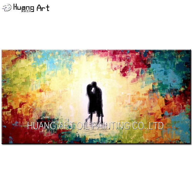 640x640 Handmade Modern Rainbow Color Background Landscape Acrylic Oil - Hippo Kiss Painting