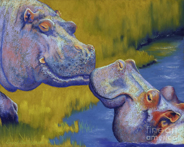 600x480 The Kiss - Hippo Kiss Painting