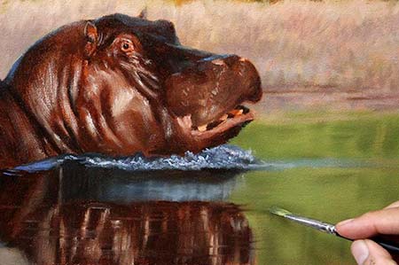 450x299 Wildlife Art Dvd Hippo - Hippo Painting