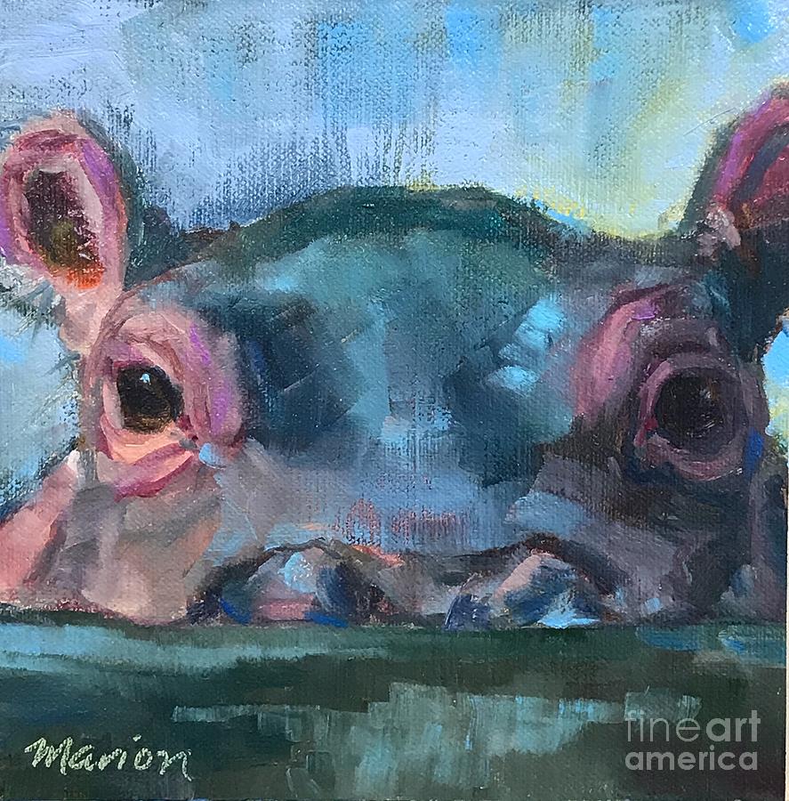 887x900 Fionahippo Painting By Marion Corbin Mayer - Hippo Painting