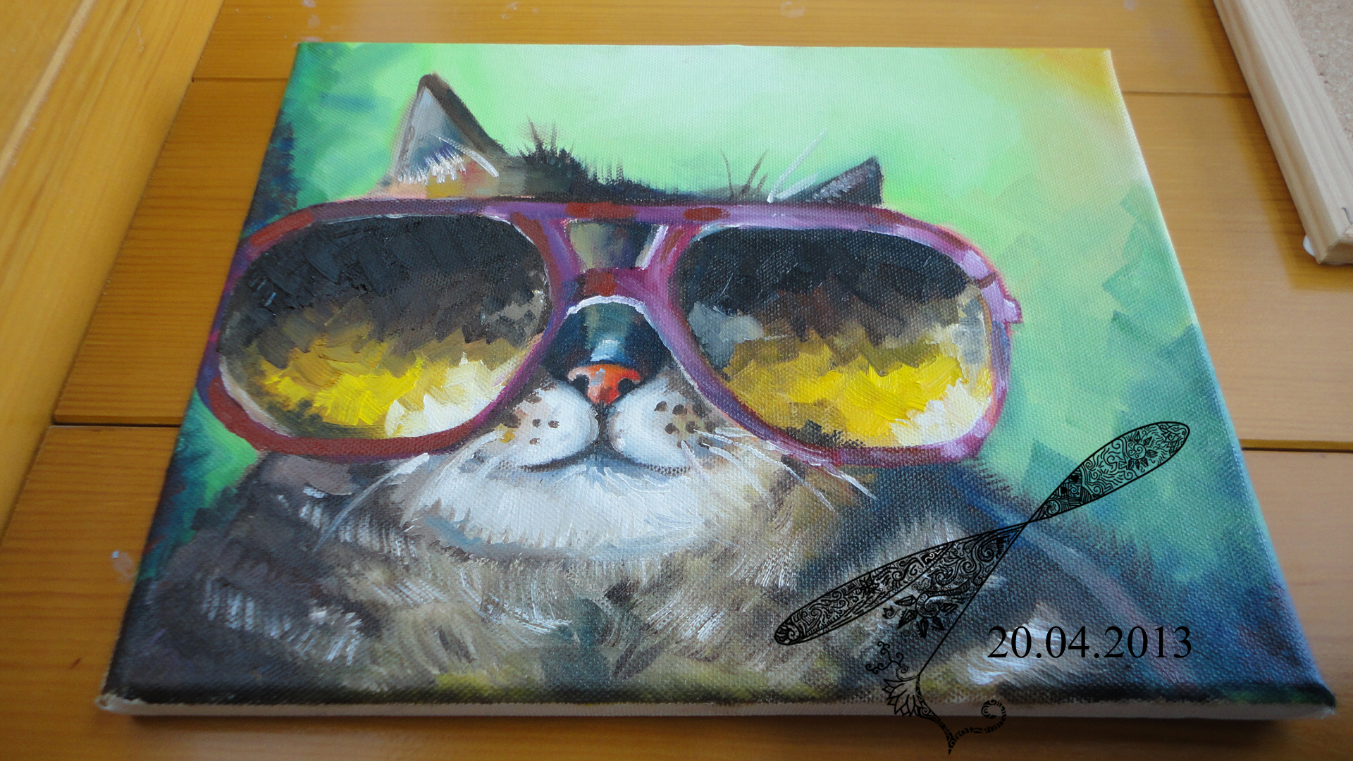 1920x1080 Oil Speedpaint Hipster Cat By Bomuffin - Hipster Painting