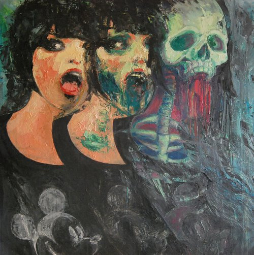 500x502 Death Art Girl Painting Hipster Design Indie Creative Dark - Hipster Painting