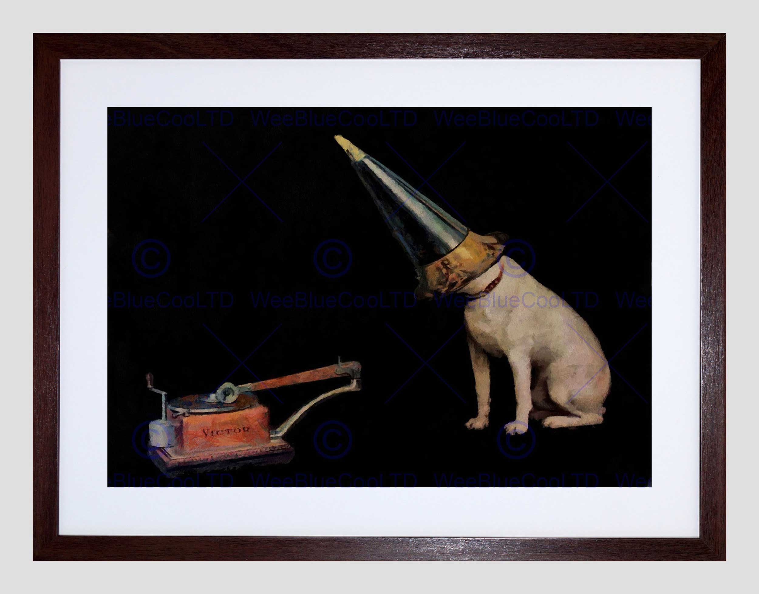 2500x1956 Painting Mock Ad His Masters Voice Gramophone Dog Funny Framed - His Masters Voice Painting