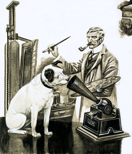 441x512 Artist Painting The Dog Listening - His Masters Voice Painting