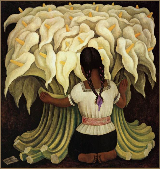 663x700 Mujer Con Girasoles Diego Rivera Diego Rivera Famous - Hispanic Painting